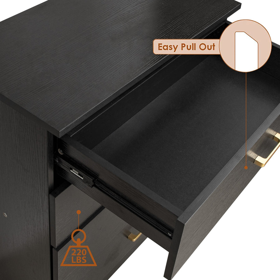 Dressers for Bedroom, Heavy Duty 4-Drawer Wood Chest of Drawers, Modern Storage Bedroom Chest for Kids Room, Black Vertical Storage Cabinet for Bathroom, Closet, Entryway, Hallway, Nursery, L2027