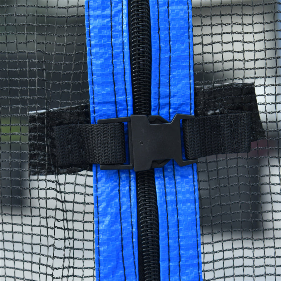 Trampoline for Kids, 14 Feet Outdoor Trampoline with Safety Enclosure Net, Basketball Hoop and Ladder, Blue Round Trampoline for Indoor or Outdoor Backyard, L3730