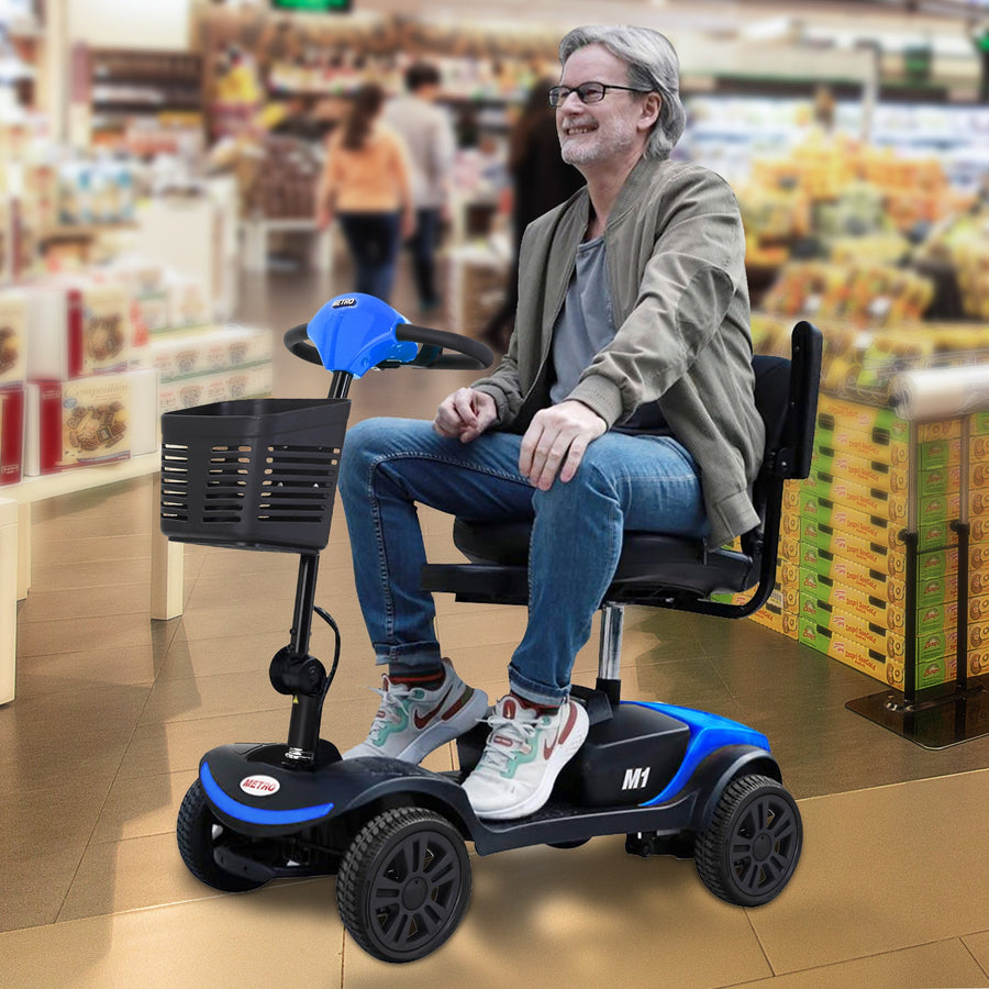 Segmart Outdoor Mobility Scooters for Senior, 4 Wheel Mobility Scooter with Front LED Light, Motorized Electric Medical Carts for Adults, 10 Miles, 265 lbs, Blue, SS576