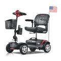 Outdoor Motorized Mobility Scooter for Senior, Heavy Duty Handicap Electric Scooters with 4 Wheel, Sliding Swivel Seat with Flip-Up Armrests, 2 in 1 Cup & Phone Holder, 300lbs, Red, SS1929