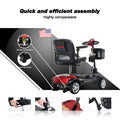 Mobility Scooters for Seniors, 2 in 1 Cup & Phone Holder Electric Scooters with 4 Wheel, Compact Motorized Scooter with Headlights, Outdoor Outdoor Compact Scooter With Anti-Tip wheels, Red, SS1920