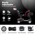 Mobility Scooters for Seniors, 2 in 1 Cup & Phone Holder Electric Scooters with 4 Wheel, Compact Motorized Scooter with Headlights, Outdoor Outdoor Compact Scooter With Anti-Tip wheels, Red, SS1920