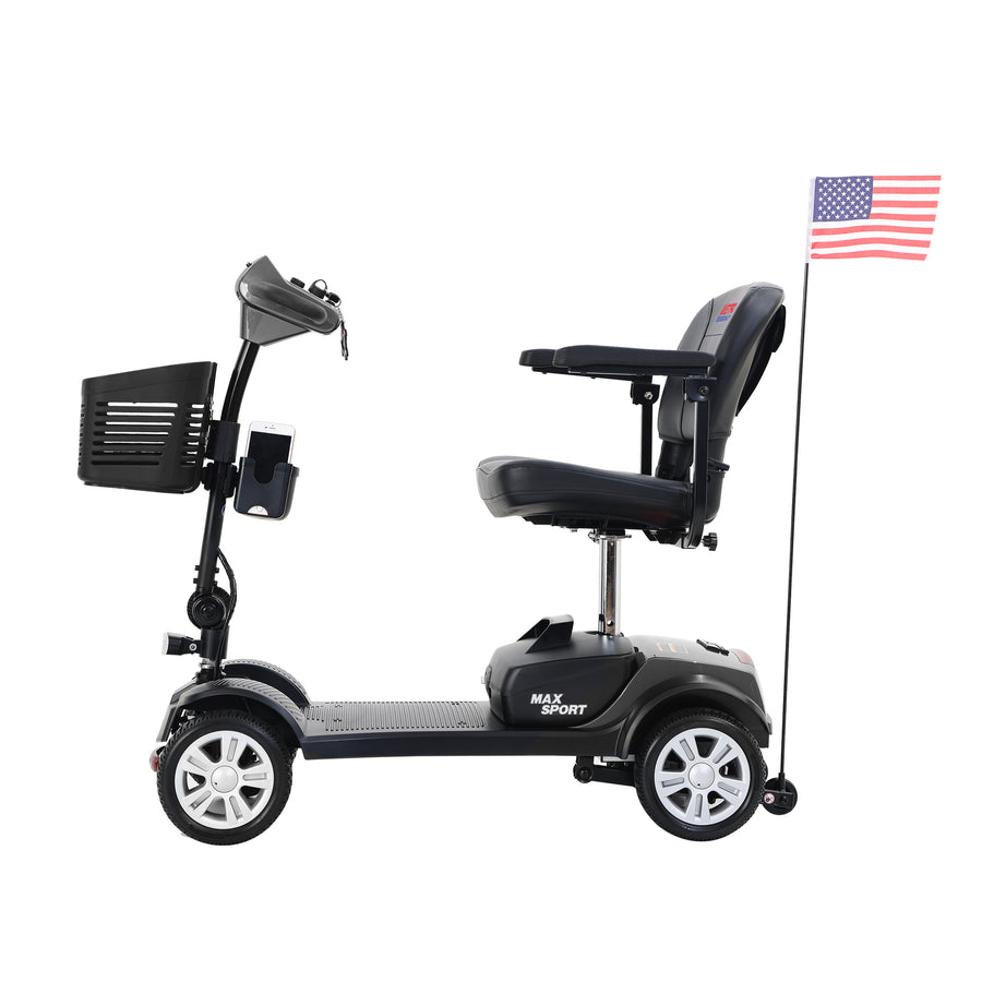 Mobility Scooters for Seniors, 2 in 1 Cup & Phone Holder Electric Scooters with 4 Wheel, Compact Motorized Scooter with Headlights, Outdoor Power Scooter With Anti-Tip wheels, Grey, SS1940