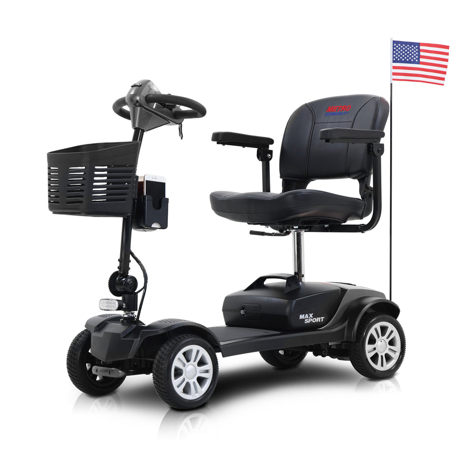 Mobility Scooters for Seniors, 2 in 1 Cup & Phone Holder Electric Scooters with 4 Wheel, Compact Motorized Scooter with Headlights, Outdoor Power Scooter With Anti-Tip wheels, Grey, SS1940