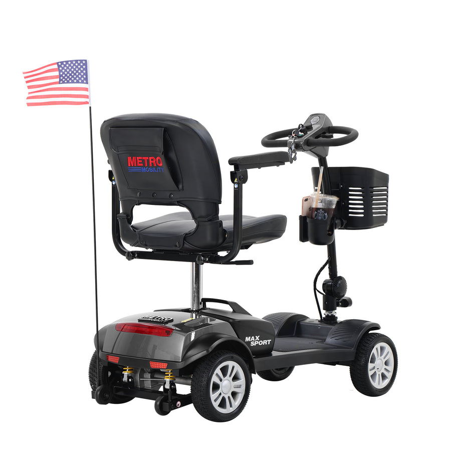 Mobility Scooters for Seniors, 2 in 1 Cup & Phone Holder Electric Scooters with 4 Wheel, Compact Motorized Scooter with Headlights, Outdoor Power Scooter With Anti-Tip wheels, Grey, SS1940