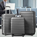 Carry on Luggage Set, 3pcs 20''/24''/28'' Fashion Lightweight Suitcase Travel Sets for Women, 3-in-1 Portable Trolley Case with Telescoping Handle, Outdoor Hardside Luggage Set, Grey, S9351