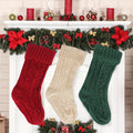 Segmart 3 Pack 18" Christmas Stockings Large Hanging Knit Xmas Stockings Decoration, Burgundy Emerald Ivory White Berry Fireplace Hanging Stockings for Family Holiday Christmas Décor
