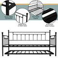 Segmart Metal Trundle Bed Frame Twin Daybed with Trundle Bed, Metal Slat Support, Bed Frame No Box Spring Needed, Ideal for Kids Teens Adults, Black, L