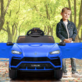 12 Volt Ride on Toys with Remote, Lamborghini Electric Ride on Cars for Kids, Powered Electric Vehicle with LED Lights, Music, Horn, Battery Cars Gift for 3-5 Years Girls Boys, Blue, L5367