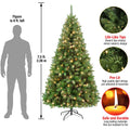 7.5FT Flocked Christmas Tree, Hinged Artificial Christmas Tree with 1100 Branch Tips, Snow Flocked Christmas Pine Tree with Metal Stand, Decor for Party Wedding Office Home Bedroom