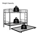 Bunkbed with Roll Out Trundle Bed Frame, Metal Bunk Bed Can Be Divided Into Two Twin Beds, Trundle Twin Bunk Bed with Ladders and Guardrails for Guest Room, Space Saving Bedroom Furniture, B21