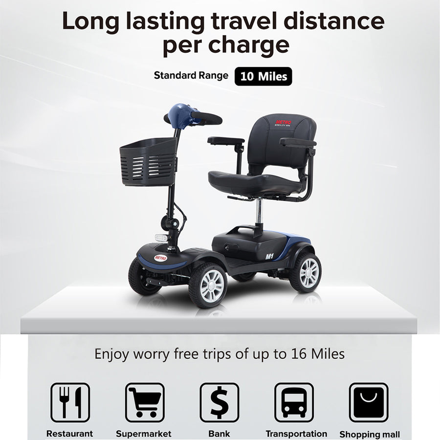 Outdoor Mobility Scooters for Senior, 4 Wheel Mobility Scooter with Detachable Basket, Motorized Electric Medical Carts for Seniors, Handicapped, Disabled Adults, Max Speed 8km/h, 265lbs, S8666