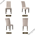 Beige Tufted Dining Chairs Set of 2, Upholstered High Back Padded Dining Chairs w/Solid Wood Legs, Classic Fabric Linen Dining Side Chair, for Home/Kitchen/Living Room/Party, S12493
