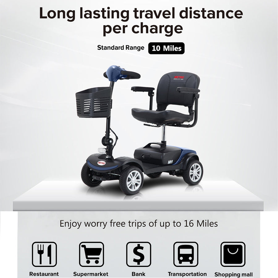 Segmart Mobility Scooters for Seniors, Heavy Duty Handicap Electric Scooters with 4 Wheel, Lightweight Compact Motorized Scooter with Headlights, Outdoor Power Scooter with Anti-Tip Wheels, Blue, SS113