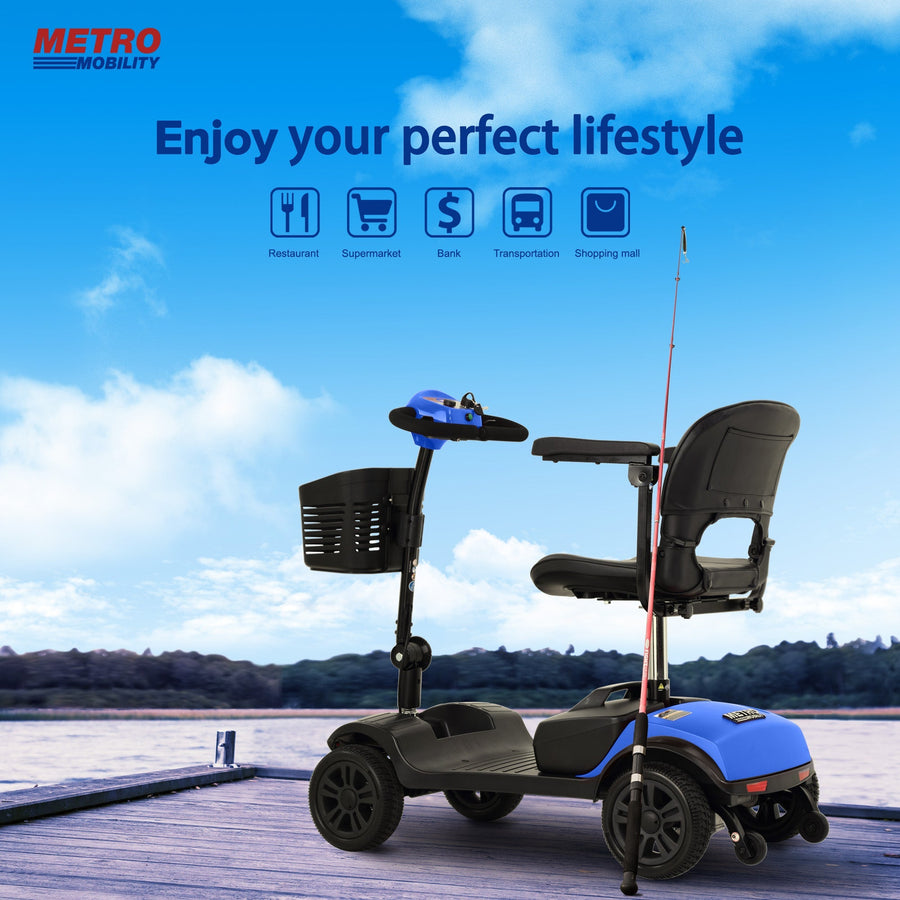 Segmart Outdoor Mobility Scooters for Senior, 4 Wheel Mobility Scooter with Front LED Light, Motorized Electric Medical Carts for Adults, 10 Miles, 265 lbs, Blue, SS576