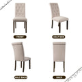SEGMART Upholstered Dining Chairs Set of 2, Tufted High Back Padded Dining Chairs w/Solid Wood Legs, Classic Fabric Beige Linen Parsons Dining Side Chair, Beige, S12483