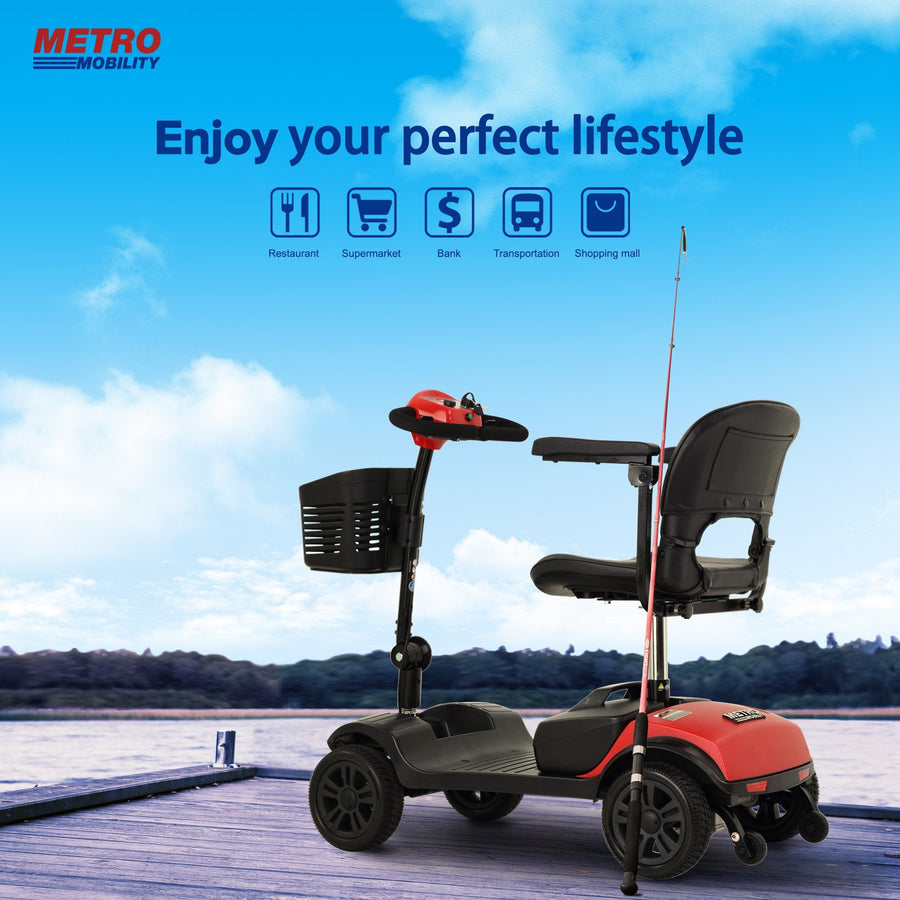 Segmart Mobility Scooters, Heavy Duty Compact Handicap Electric Scooters with 4 Wheel, Lightweight Motorized Scooter with Detachable Basket, Outdoor Senior Scooter with Anti-Tip wheel, Lite Red, SS5680