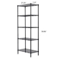 5 Tier Black Epoxy Steel Wire Shelving Unit and Storage Racks, Metal Shelves for Garage Metal Storage Shelving, Black, S10125