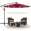Patio Umbrella with Led Lights, 10FT Solar LED Offset Outdoor Umbrella, Hanging Cantilever Market Patio Umbrella with Crank, Cross Base, Backyard Offset Umbrella for Garden Pool Deck, L6088