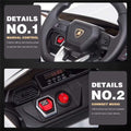 12 Volt Ride on Toys for Kids, Lamborghini Ride on Cars with Remote Control, Ride on Truck Gifts for Boys Ages 3-5, White Electric Vehicle with LED Lights, MP3 Music, 3 Speeds, L5303