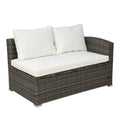 4 Piece Outdoor Patio Furniture Set, 2 Rattan Patio Chairs with Glass Table and Storage Cabinet, All-Weather Rectangle Patio Sofa Wicker Set with Cushions for Backyard, Porch, Garden, Pool