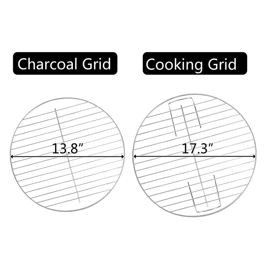 Portable BBQ Grills Clearance Charcoal with Wheels, Upgrade Steel Camping Grill, Outdoor Charcoal Grills for Barbecue Picnic Trailing Camping Outdoor, 18-Inch, Black