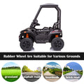12V Ride on Toy with Remote Control, Kids Off-Road UTV Ride on Truck Car with High Roof, Black Electric Vehicles for Boys Girls, Suspension, 3 Speeds, LED Lights, MP3 Player, L
