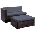 Segmart 4 Pc Outdoor Patio Sectional Set, Brown and Gray Wicker with Cushion, L