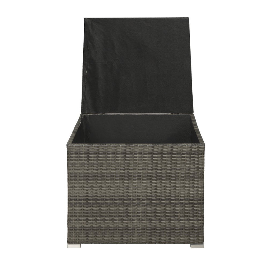 4 Piece Outdoor Dining Sets, Rattan Wicker Chairs with Glass Dining Table and Storage Cabinet, All-Weather Rectangle Patio Sofa Furniture Set with Cushions for Backyard, Porch, Garden, Pool, L2287