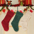 Segmart 3 Pack 18" Christmas Stockings Large Hanging Knit Xmas Stockings Decoration, Burgundy Emerald Ivory White Berry Fireplace Hanging Stockings for Family Holiday Christmas Décor