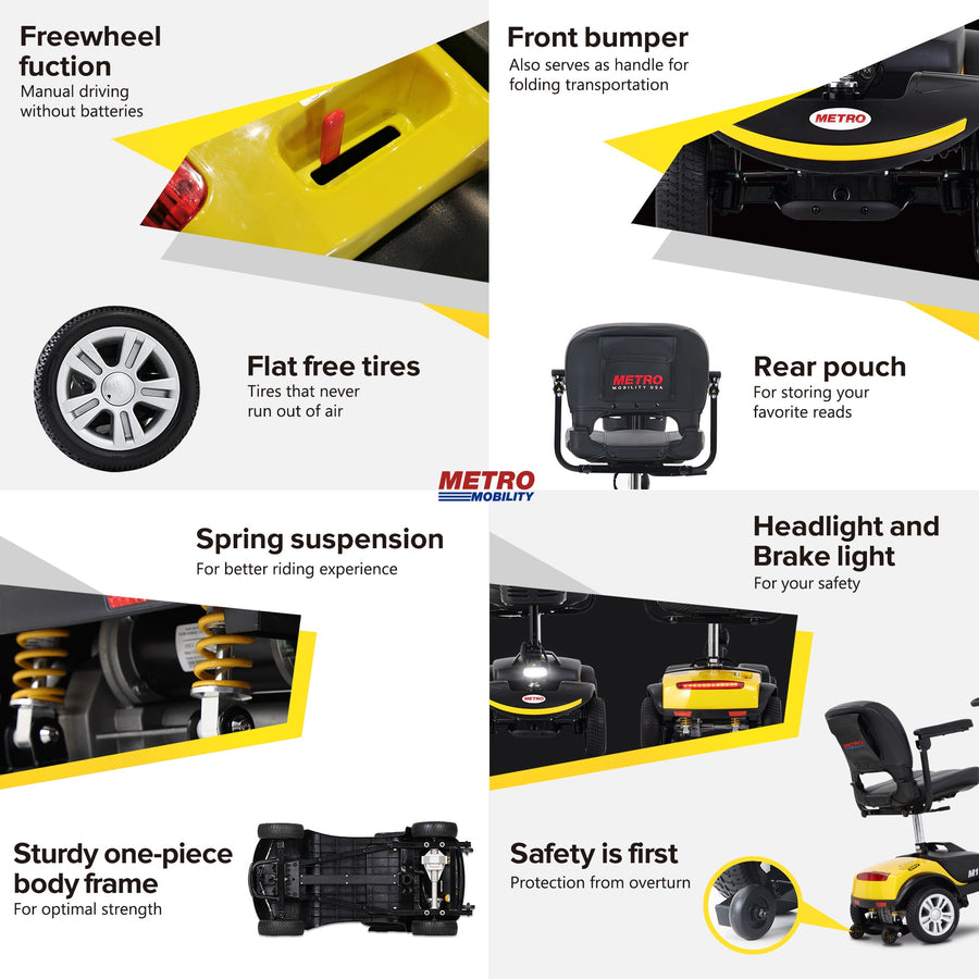 Segmart Mobility Scooters for Seniors, Heavy Duty Handicap Electric Scooters with 4 Wheel, Lightweight Compact Motorized Scooter with Headlights, Outdoor Power Scooter with Anti-Tip Wheels, Blue, SS113