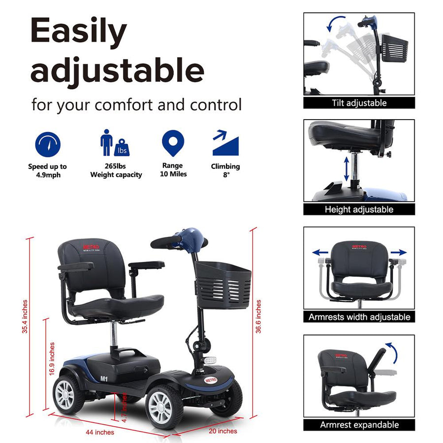 SEGMART Mobility Scooters for Senior, 4 Wheel Mobility Scooter, Motorized Electric Medical Carts for Adults, Max Speed 8km/h, S07