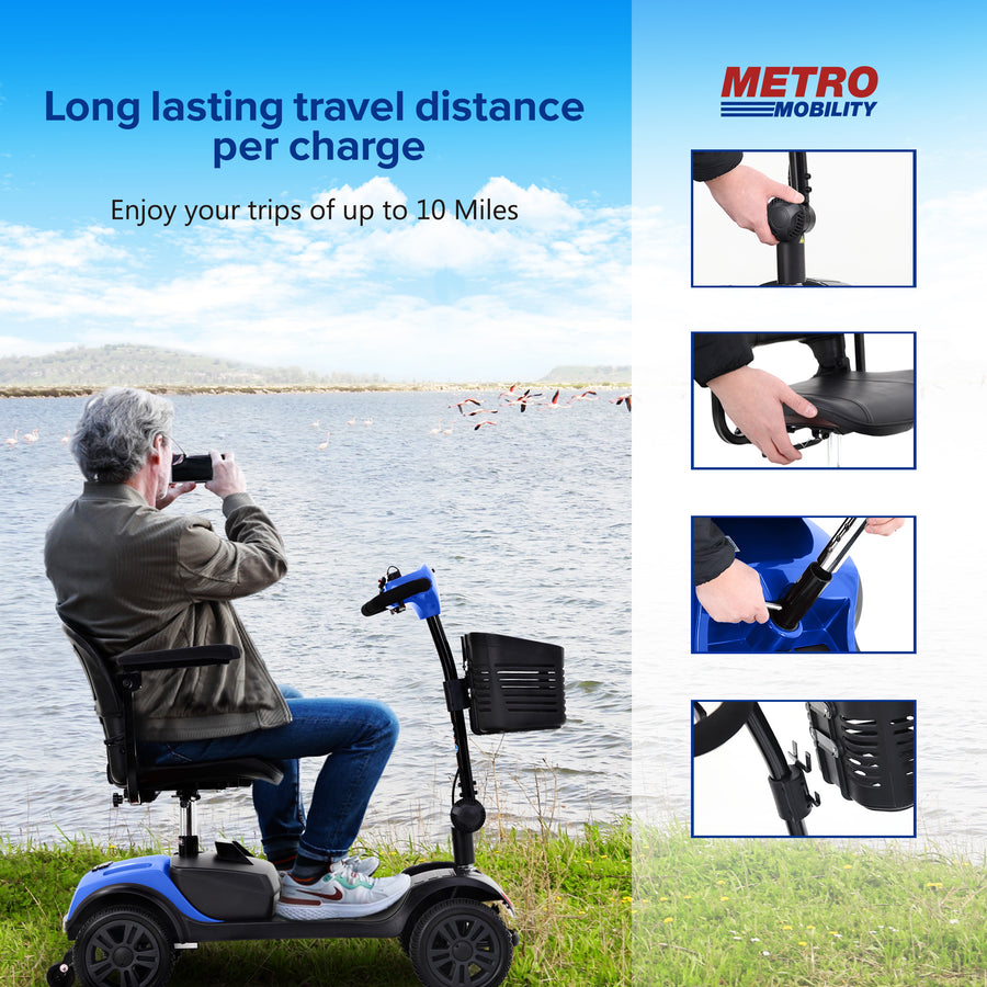 Segmart Motorized Scooter with 360° Swivel Seat, 4 Wheel Electric Mobility Scooter with Detachable Basket and Control Panel, Electric Medical Carts for Senior Handicapped Adults, Max Speed 5 mph, 265 lbs, SS549