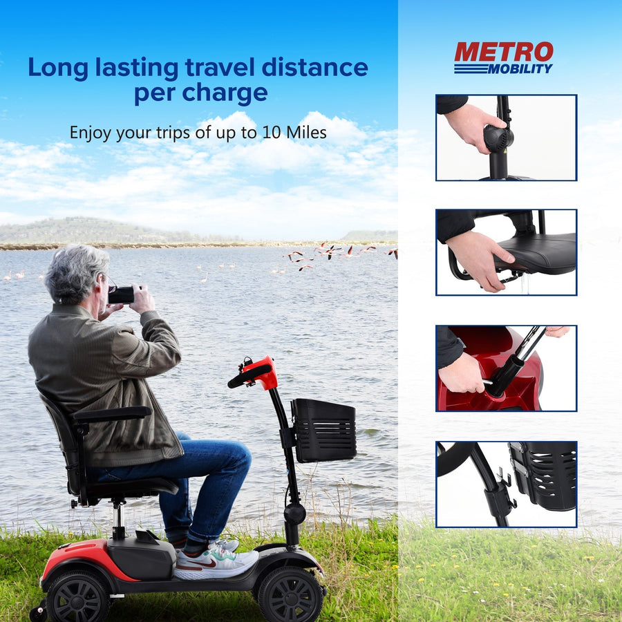 Segmart 4 Wheel Mobility Scooter, Heavy Duty Electric Motorized Scooters for Seniors, Long Travel Lightweight Compact Scooter with 360° Swivel Seat, Outdoor Power Scooter with Anti-Tip wheels, Blue, SS543