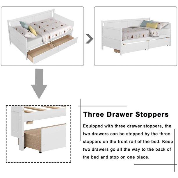 SEGMART Modern Daybed Bed with 2 Storage Drawers