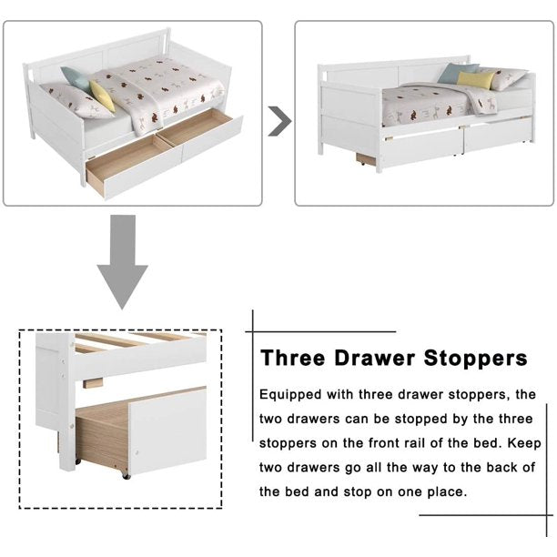 SEGMART Captain’s Bed, Modern Daybed Bed with 2 Storage Drawers, S15