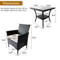 Patio Furniture Sets Clearance, 3 Piece Wicker Patio Set with Glass Dining Table, Modern Bistro Patio Set Rattan Chair Conversation Sets with Coffee Table for Backyard, Porch, Garden, Poolside, L3091