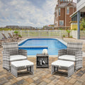 Outdoor Conversation Sets, 5 Piece Patio Furniture Sets with 2 Chairs, 2 Footstools, 1 Coffee Table, Outdoor Patio Sectional Sofa Set with Cushions for Backyard, Porch, Garden, L3570