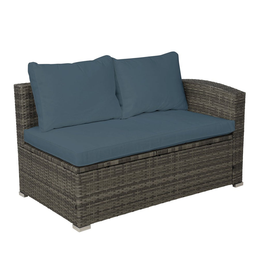 4 Piece Outdoor Dining Sets, Rattan Wicker Chairs with Glass Dining Table and Storage Cabinet, All-Weather Rectangle Patio Sofa Furniture Set with Cushions for Backyard, Porch, Garden, Pool, L2287