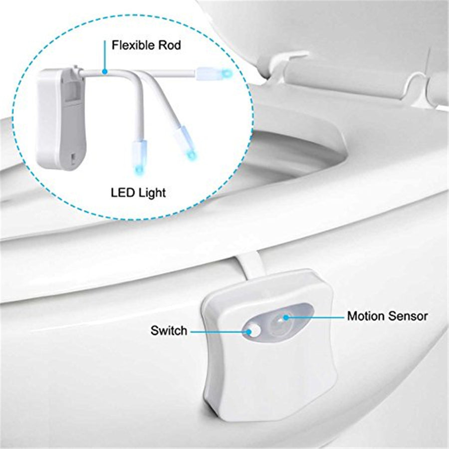 Toilet Night Light(2Pack), 8-Color Led Motion Activated Toilet Seat Light, Fit Any Toilet Bowl, Toilet Bowl Light with Two Mode Motion Sensor LED Washroom Night Light, I5209