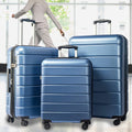 Carry on Luggage Set, 3pcs 20''/24''/28'' Fashion Lightweight Suitcase Travel Sets for Women, 3-in-1 Portable Trolley Case with Telescoping Handle, Outdoor Hardside Luggage Set, Blue, S9351
