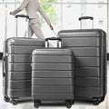 Carry on Luggage Set, 3pcs 20''/24''/28'' Fashion Lightweight Suitcase Travel Sets for Women, 3-in-1 Portable Trolley Case with Telescoping Handle, Outdoor Hardside Luggage Set, Grey, S9351