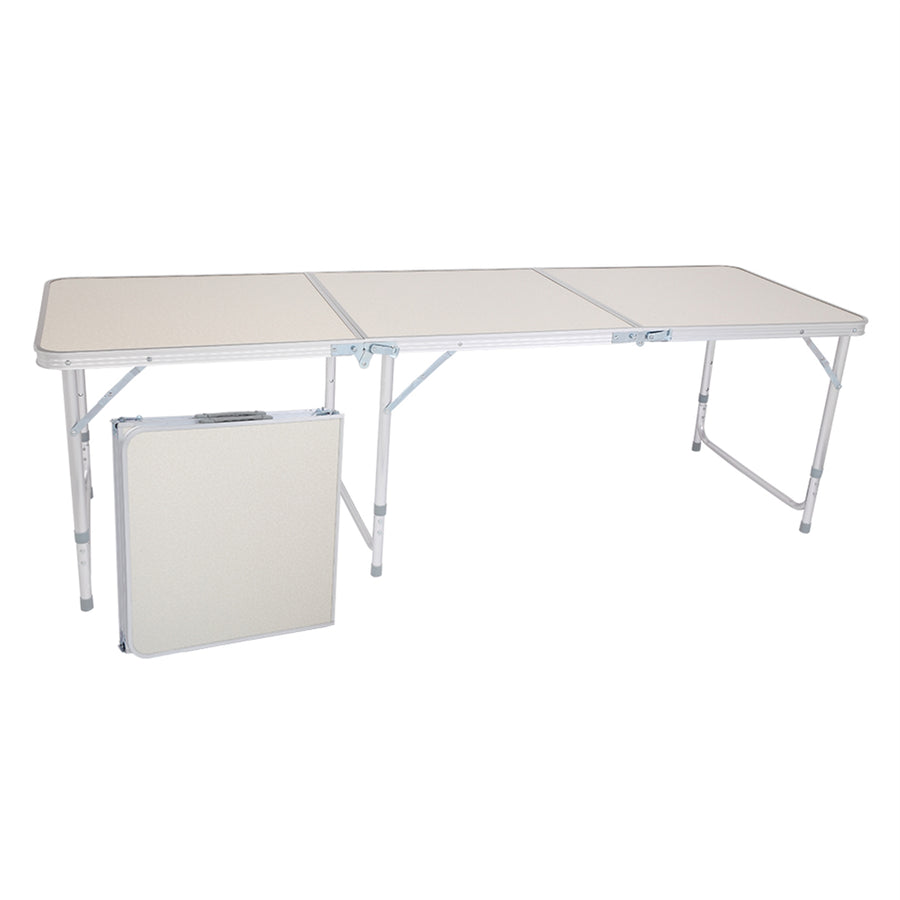 4FT Aluminum Alloy Folding Table, Indoor Outdoor Portable Foldable Plastic Dining Table, Lightweight Rectangular Table with Adjustable Height & Carrying Handle for Party Picnic Beach Camping, B280