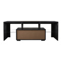 TV Console Table with Storage, SEGMART Modern Black TV Stand with LED Lights, High Gloss TV Console Cabinet with Drawers, Home Media Entertainment Center for Living Room, 51"x13.7"x17.7", LL284