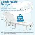 Set of 2 Patio Chaise Lounge, Outdoor Pool Lounge Chair, Layout Chair Outdoor Furniture Adjustable with 5 Positions | Side Table | Max Weight Capacity 330 lbs ( Material PP, White )