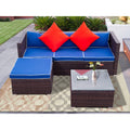 Outdoor Garden Patio Sectional Sofa Sets, SEGMART 3 Pieces Modern Wicker Furniture Set Tempered Glass Coffee Table, Ottoman, Outdoor Conversation Sets for Porch Poolside Backyard, S9128