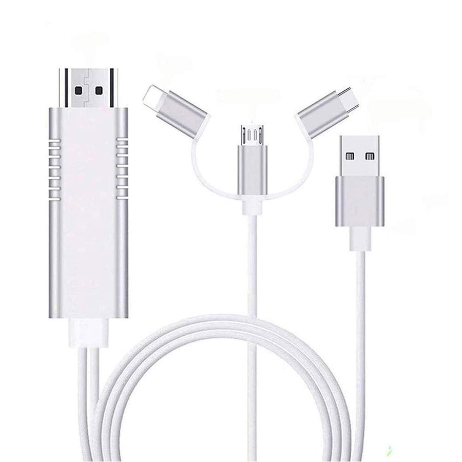 HDMI Adapter for iphone, 3 in 1 Lighting/Micro USB/Type-C to HDMI Cable, 1080P Digital AV Cable Connector Cord for iPhone/Android/iPad/to HDTV/Projector/Monitor, L5530