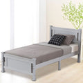 Bed Frame with Headboard, SEGMART Twin Size Bed Frame for Adults Teens Kids, Platform Bed Frame with Wood Slat Support, Solid Wood Bed Frame, Twin Bed Frame No Box Spring Need,78.7"Lx42"W, Gray, H2273