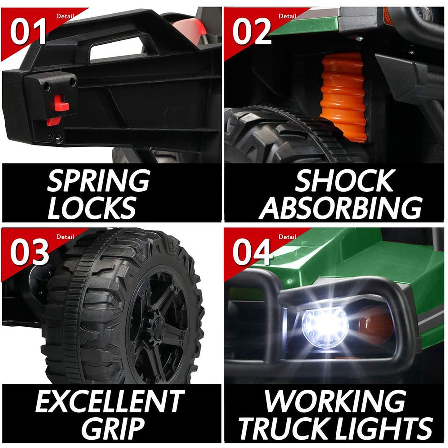 Upgrade Battery-Powered Tractor Cars for Kids, 12V Ride on Tractor Toys with Trailer, Boys Ride on Car Toy with Remote Control, 3 Speeds Ride on Toys for Boys Girls, Horn, LED Lights, Radio, L5774