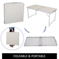 4FT Aluminum Alloy Folding Table, Indoor Outdoor Portable Foldable Plastic Dining Table, Lightweight Rectangular Table with Adjustable Height & Carrying Handle for Party Picnic Beach Camping, B280